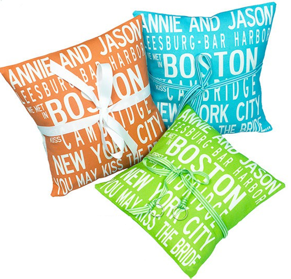 city themed ring pillows