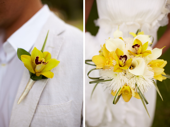 yellow and white bouquet Destination Wedding in Aruba