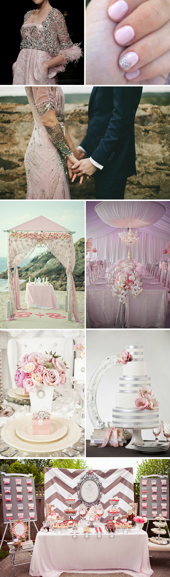pink and silver wedding