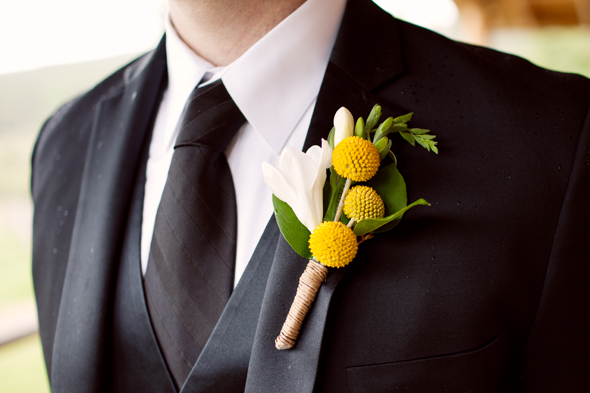 yellow groom's flowers