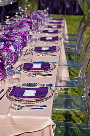 purple wedding tables