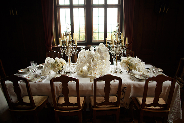 white wedding tables