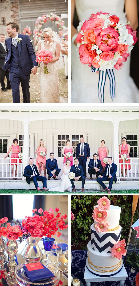 coral and navy weddings