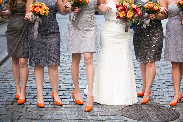 grey and orange weddings