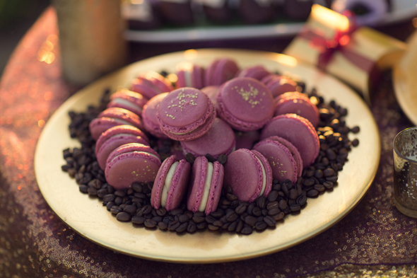 purple wedding desserts