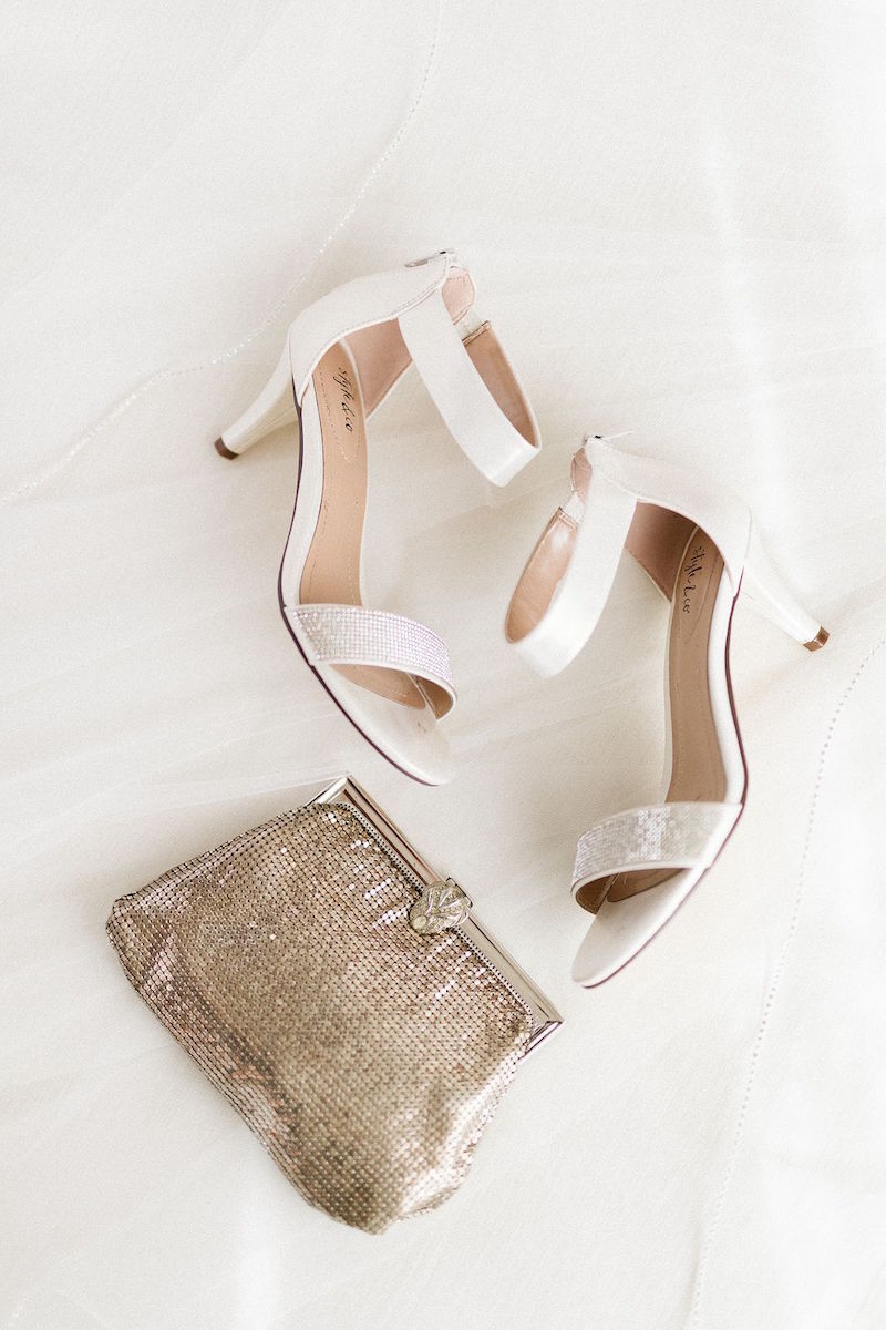 bridal shoes and clutch