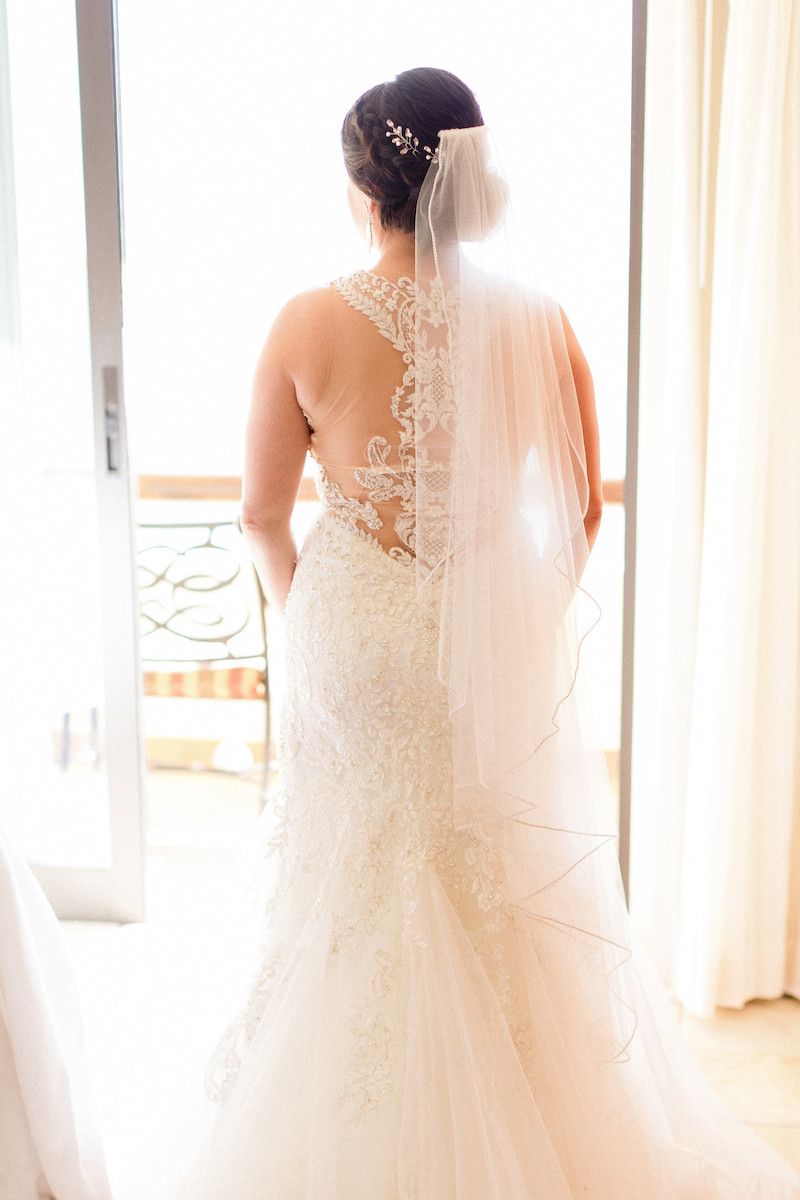 wedding dress with illusion lace back