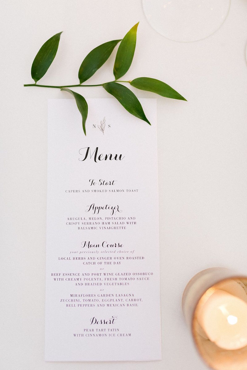 cabo wedding menu