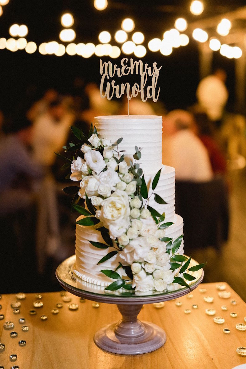 white tiered wedding cake